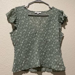 Madewell sun bed green floral blouse size 8